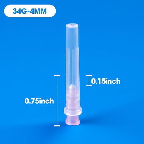 100 Pack 34 4mm Ga Disposable Needles with Caps for Scientific and Industrial Dispensing Individually Wrapped
