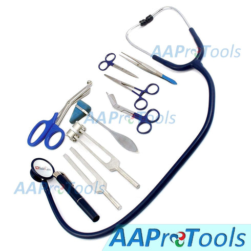 AAProTools 9 Piece Diagnostic Kit in Blue Ideal for EMT, Nursing, EMS and Student (Blue)