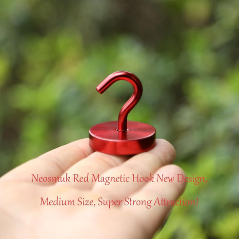 Neosmuk Magnetic Hooks Heavy Duty,120lb Super Strong Magnet with Hooks for Cruise Cabins, Large Metal Hooks for Hanging on Fridge,Extra Strong Magnet Hanger for Ship Walls,Red by Neosmuk