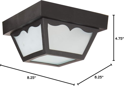 SF77/863 Nuvo Poly Frame Carport Flush Mount with Frosted Acrylic Panels, Black, Small