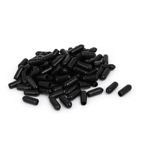 uxcell a16121600ux1380 4mm Inner Dia Rubber Hose End Cap - Screw Thread Protector Cover Black (Pack of 100)