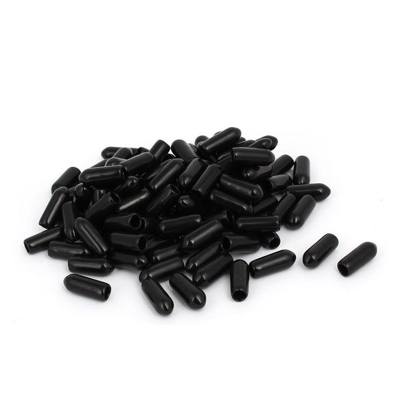 uxcell a16121600ux1380 4mm Inner Dia Rubber Hose End Cap - Screw Thread Protector Cover Black (Pack of 100)
