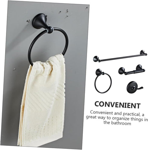Bathroom Towel Rack Black Stainless Steel Combination Modern Freestanding Design for Efficient Bathroom Storage