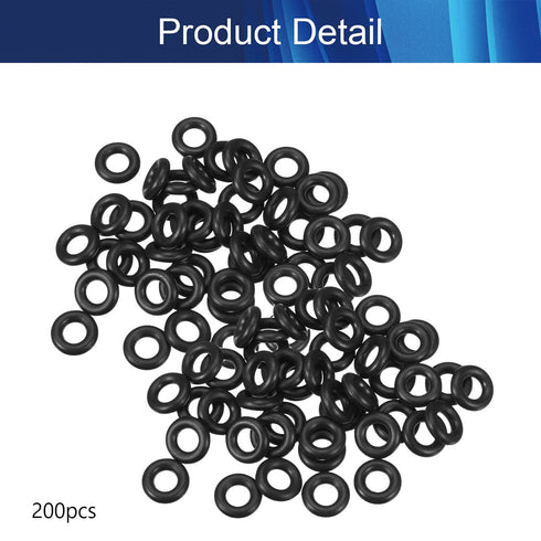 200Pcs Buna-N O-Ring Metric Nitrile Rubber Round Sealing O Ring Gasket for Plumbing, Black Tone (ODxIDxW)