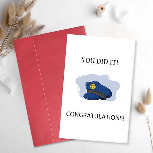 Qiavor Police Academy Graduation Card, You Did It Police Card, Police Promotion Card, Police Officer Congratulation