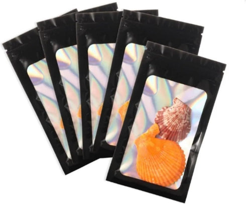 IRTGFHJE 100PCS Packaging Pouches(White,18x26cm) Flat Lock Bags Aluminum Foil Window Zipper Storage Bag DIY Matcha