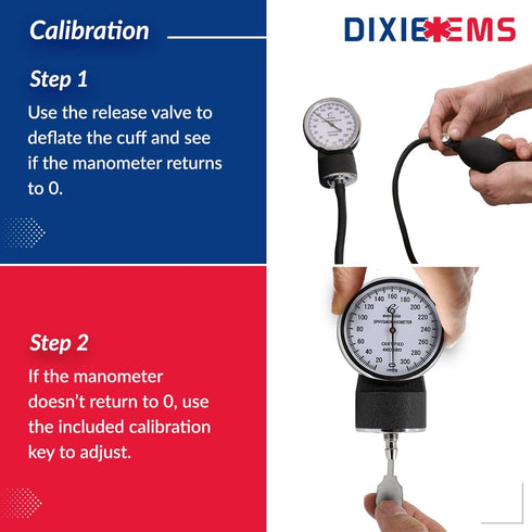 Dixie Ems Deluxe Aneroid Sphygmomanometer Blood Pressure Set with Adult Cuff, Carrying Case and Calibration Tool