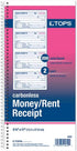 Tops Money/Rent Receipt Book, 2-Part, Carbonless, 11 x 5.25 Inches, 4 Receipts/Page, 200