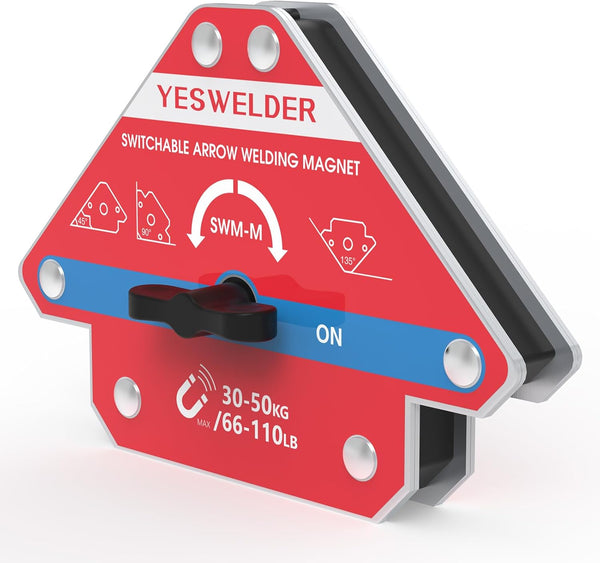 YESWELDER Switchable Arrow Welding Magnet, 66-110 LBs On/Off Switch Magnetic Holder