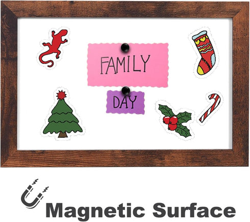 TORASO Dry Erase White Board - Magnetic Wall Board for Office/School/Home, Walnut Wood Frame, 7.9"x 11.8"