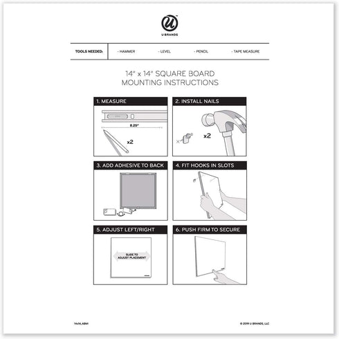 U Brands Tile Whiteboard and Bulletin Board Value Pack, 14” x 14”, 2 Pieces with Undated One Month Calendar