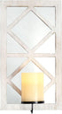 Classic Rectangular Windowpane Mirror Wall Sconce with LED Candle
