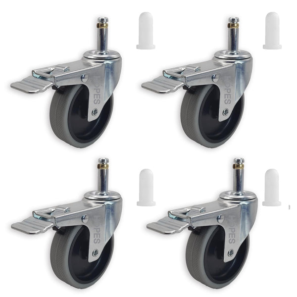 HOPES Utility Cart Caster Wheels Set of 4, Rubber Swivel Casters with