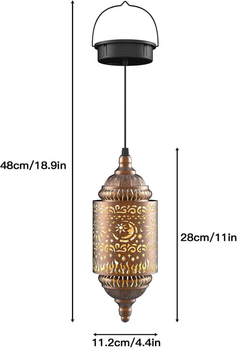 Hapjoy 1) Moroccan Hanging Solar Lights Outdoor Garden Decor Sun and Moon Decorations Solar Lantern Waterproof