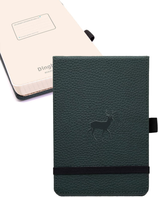 Dingbats* Wildlife A6 Small Reporter Notebook - PU Leather Hardcover, Pocket, Elastic Closure, Pen Holder, Bookmark