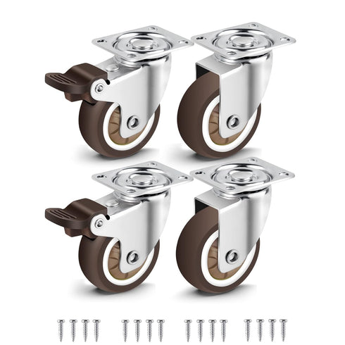 Nefish 2 Inch Swivel Caster Wheels Set of 4 Heavy Duty, 600 Lbs, Locking Plate Castors for Hardwood Floor