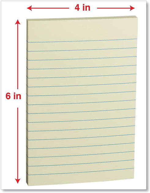 Universal UNV35616 100 Sheet Lined 4 in. x 6 in. Self-Stick Note Pads, Assorted Pastel Colors (5/Pack)