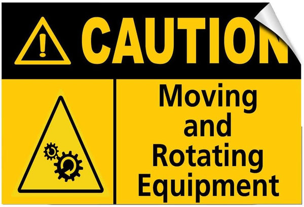 Vinyl Stickers Bundle - Safety and Warning & Warehouse Signs, Caution Moving Equipment Hazard - 3 Pack (3.5" x 5")