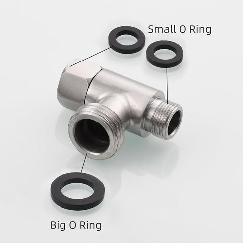 3-way 3/8" and 1/2" Adapter Tee Connector, Stainless Steel 3/8" Water Line T Fitting, Brushed Nickel, 1 PCS.