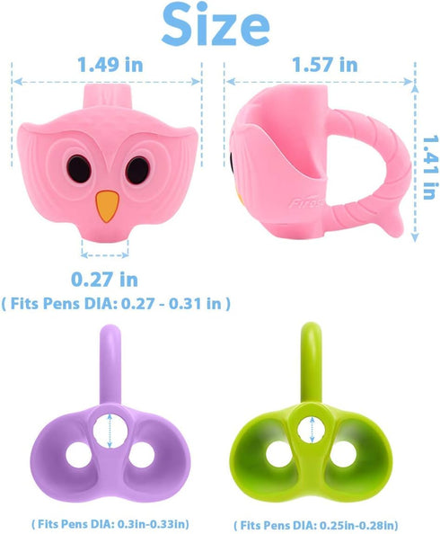 Firesara Training Grips, Original Owl Three Fingers Fixed Pencil Correction Grips for Kids Handwriting Posture (6PCS)