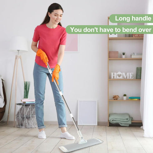 Commercial 18" Inch 4 (PT12-WET) CQT Flat Microfiber Floor Mop Cleaning System Wet Dry and Dust Hardwood with Washable
