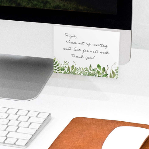 Watercolor Wild Greenery Sticky Note Pads, 4" x 3", Set of 6 Pads, 50 Sheets Per Pad, Made in USA