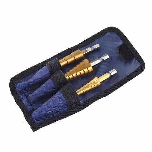 3 Piece Step Drill Bit Set with Pouch - 28 Sizes, Impact Driver Compatible