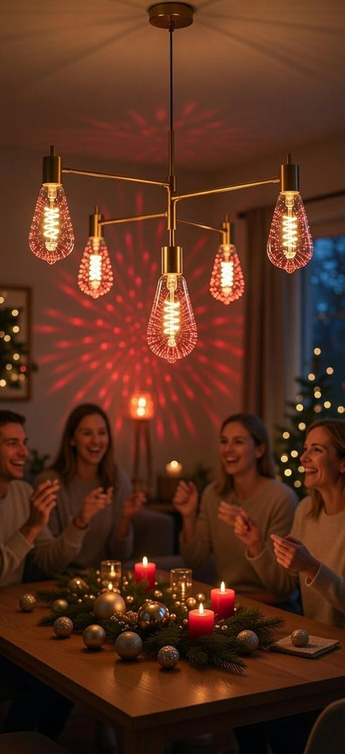 3D Bulb ST19 Lightbulb Bulb SLEEKLIGHTING Red Fairy Like Firework Light with Galaxy Inspired Light LED Medium Base