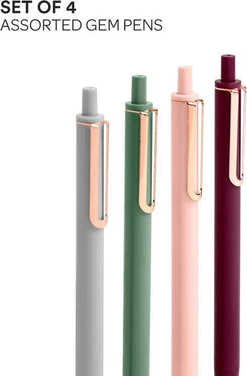 Set of 4 Assorted Jewels Retractable Gel Luxe Pens