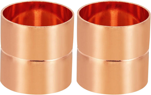 PATIKIL 1-3/4 Inch ID Copper Coupling Fittings, 2 Pcs Rolled Tube Stop Straight Pipe Fitting for HVAC Plumbing