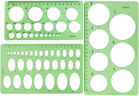 Circle Templates, 3 Pack Ellipse Drawing Stencils for Drafting and Measuring Tools for Artist Design and Drawing Aid