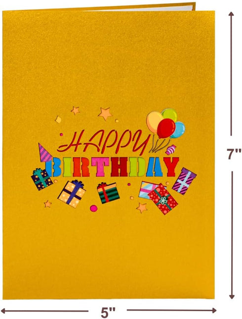 Paper Love Happy Birthday Pop Up Card, 5" x 7" Cover for Adults and Kids, Includes Envelope and Note Tag