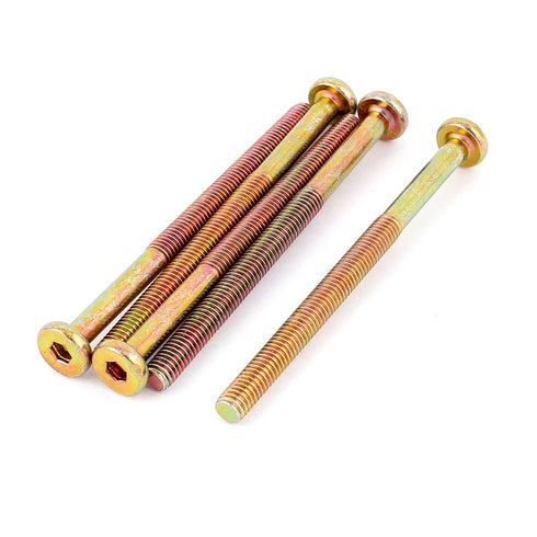 uxcell M6 x 85mm Threaded Hex Socket Head Cap Screws, Bronze Tone, 5 Pcs
