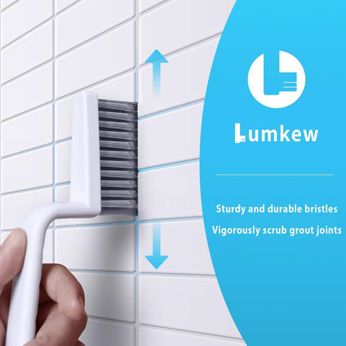 Set Use,2 Lumkew Grout Cleaner Brush V Shape, Stiff Grout Cleaning Brushes for Tile Floor, Handheld Grout Scrub Brush