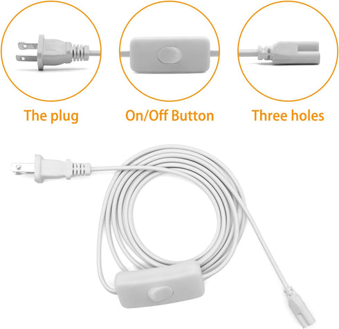 T5 T8 LED Tube Power Extension Cable with On/Off Switch, 4-Pack 6FT/1.8M LED T5/T8 Light Fixture Extension Wire