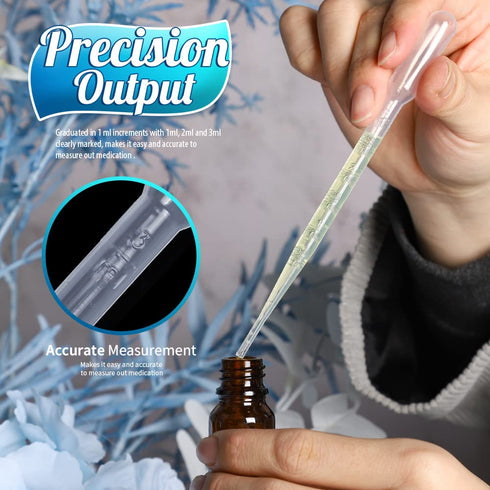 Teenitor 3ML Pipettes, Disposable Liquid Eye Dropper for Lab Science, Multi-Purpose Makeup Tool, 15Pcs