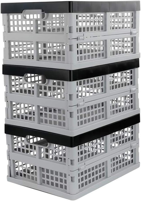 Jekiyo 16-Liter Folding Crates Storage, Collapsible Container Plastic, Set of 3