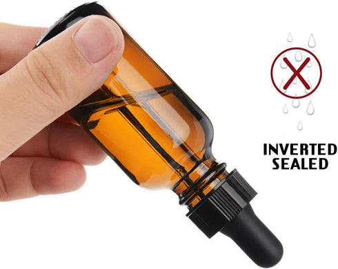 Yesker Amber Glass Bottles for Essential Oils 30 ml (1oz) with Glass Eye Dropper, 12 Pack for Oils, Lab Chemicals