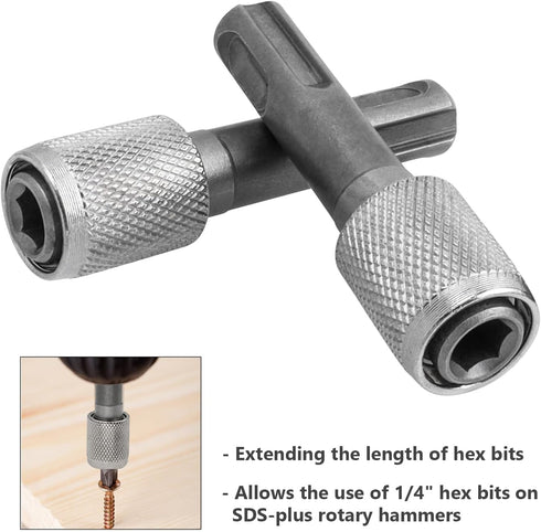 Mesee 5 Pieces SDS-Plus Shank Drill Chuck Adapters, SDS PLUS to 1/4" Hex Socket Adapter Converter for Electric Hammer