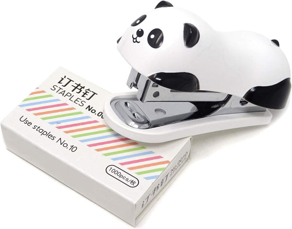 Honbay Portable Mini Cute Panda Desktop Stapler Set with 1000PCS No.10 Staples for Office, School, Home, or Travel Use