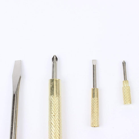 6 in 1 Mini Multifunction Copper Hammer and Screwdriver, Ideal Tool for Watchmaker, Jewelers, Golden Color