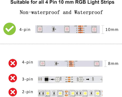 SUPERNIGHT 4Pin LED Light Connectors, 10mm Wide Right Angle Corner T-Shape Solderless Adapter Terminal Extension for 5050 3528 RGB Led Strip Lights by SUPERNIGHT