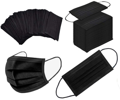 100PCS 3 NNPCBT Ply Black Disposable Face Mask Filter Protection Face Masks