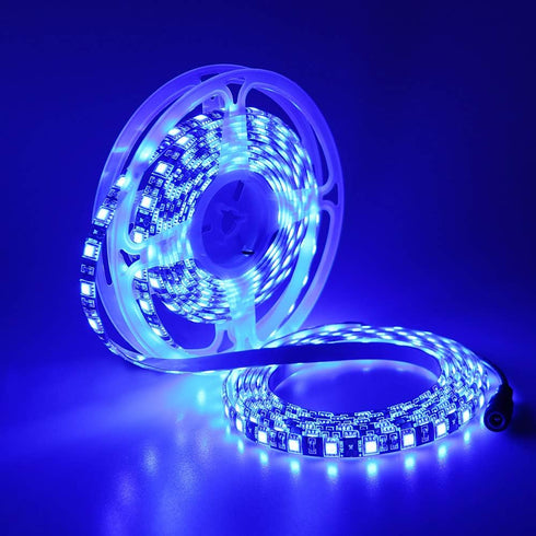 YUNBO 12V LED Strip Blue - 16.4ft Waterproof IP65 Outdoor Black PCB Flexible LED Tape Light for Home Decoration