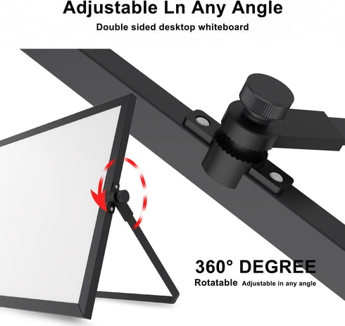 OWill Black Dry Erase White Board - 16inX12in Large Magnetic Desktop White Board with Stand, Portable Double-Sided Easel