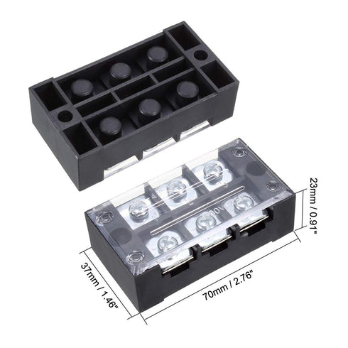 uxcell Dual Rows 3 Positions 600V 45A Cable Barrier Block Terminal Strip TB-4503L