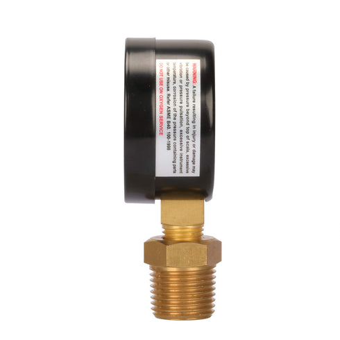 Measureman 2" Well Pump Pressure Gauge, 0-100psi/bar, 1/4" NPT Male with 1/2" NPT Adaptor