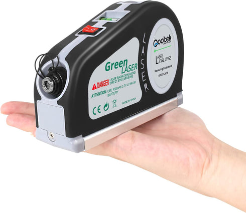 Green Laser Level, Qooltek Rechargeable Multipurpose Cross Line Laser Tool with Vertical and Horizontal Line, 18FT/5.5M