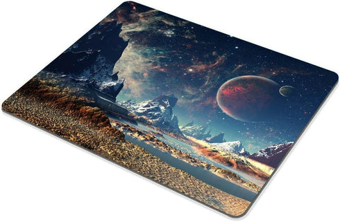 Smooffly Gaming Mouse Pad Custom, Planet with Earth Moon and Mountains (9.5 x 7.9 Inch)