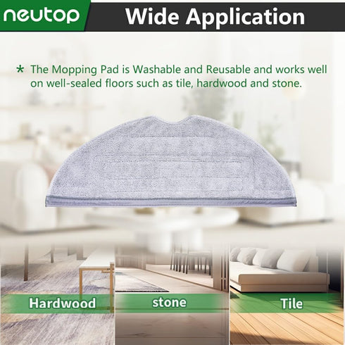 neutop Mop Cloths Pads, Compatible with Roborock S8, S8+, S7, S7+, Washable Spare Parts Accessories, 6-Pack
